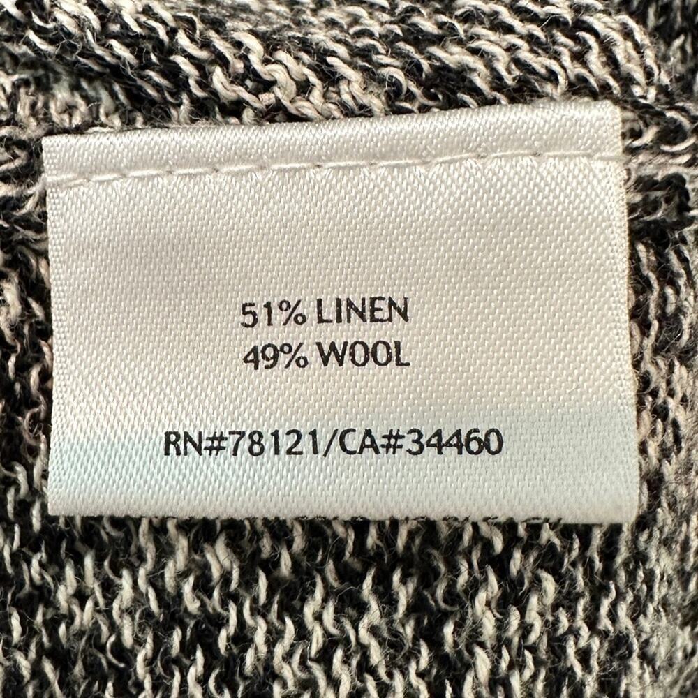 EILEEN FISHER | Wool Linen Knit Tunic Sweater Black Ivory | Size Medium - Picture 6 of 7